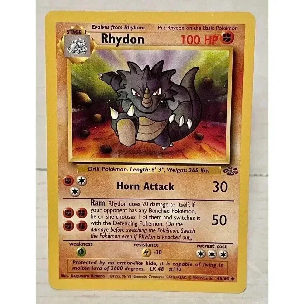 Rhydon 45/64 Pokemon Card Vintage Jungle Unlimited Uncommon LP